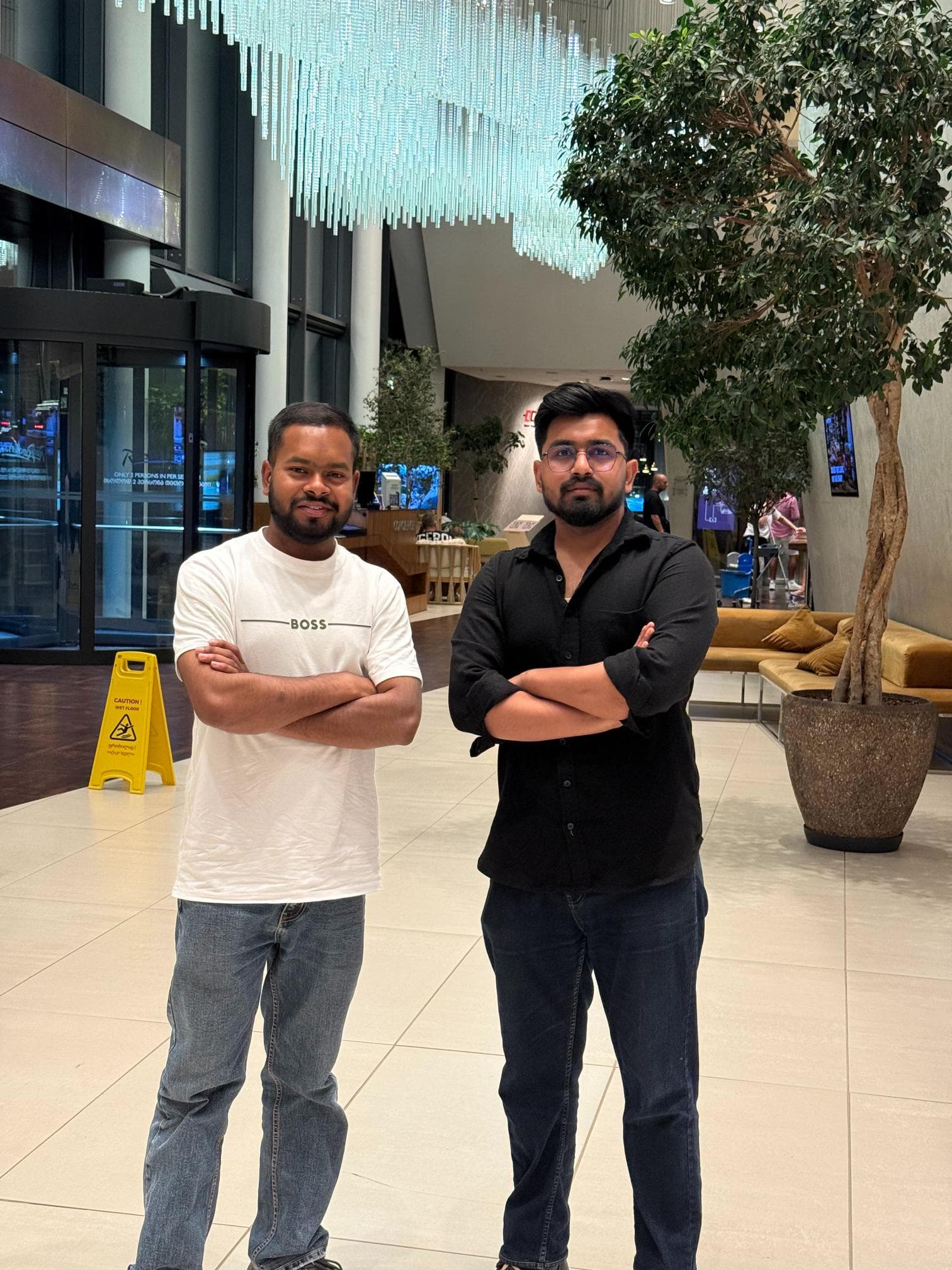 BRS team members standing in a modern lobby in Tbilisi